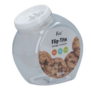 Felli Flip Tite Cookie Jar Clear and White 3.1 Liter